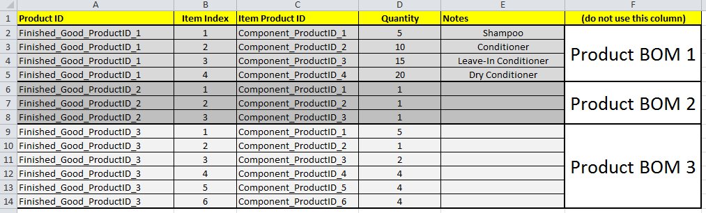 Bulk import of materials