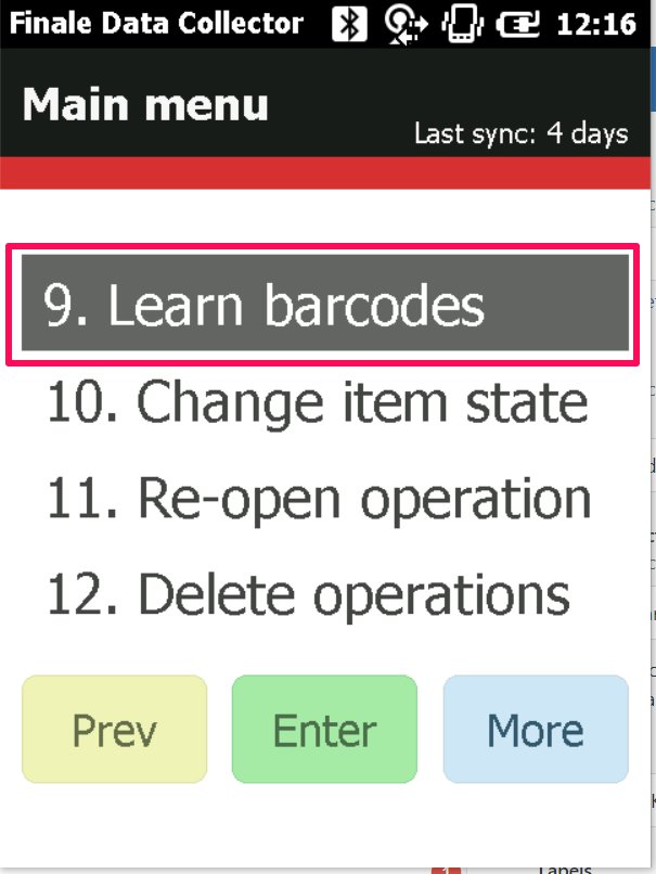 finale inventory setting up bar code scanner