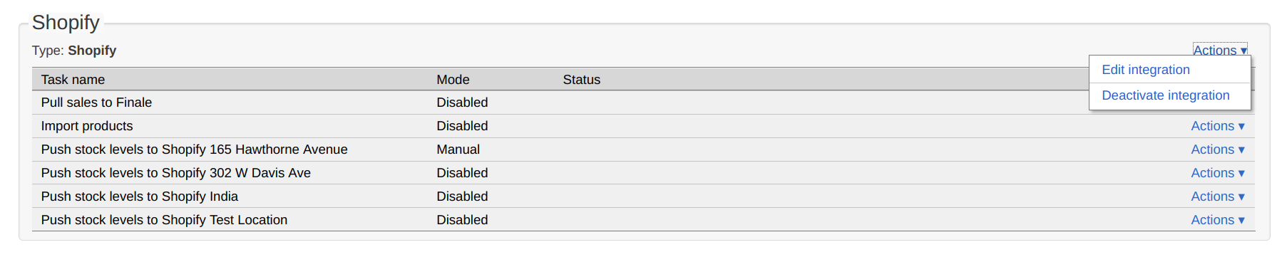 finale inventory predefined fields