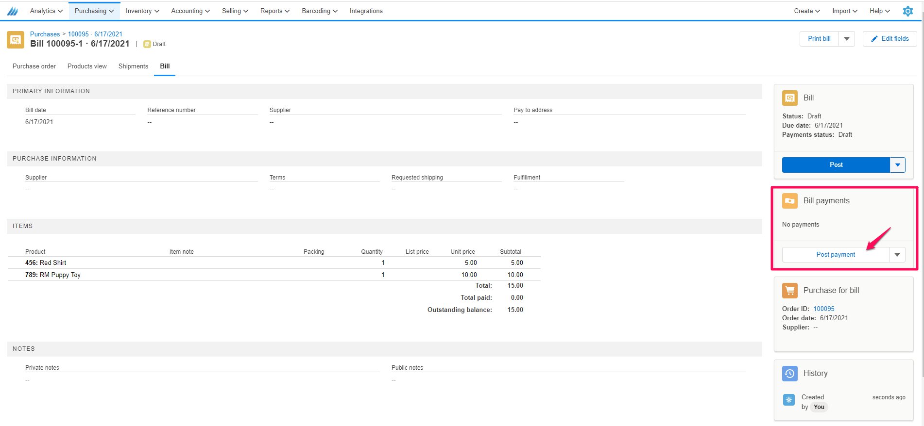 finale inventory batch print invoice