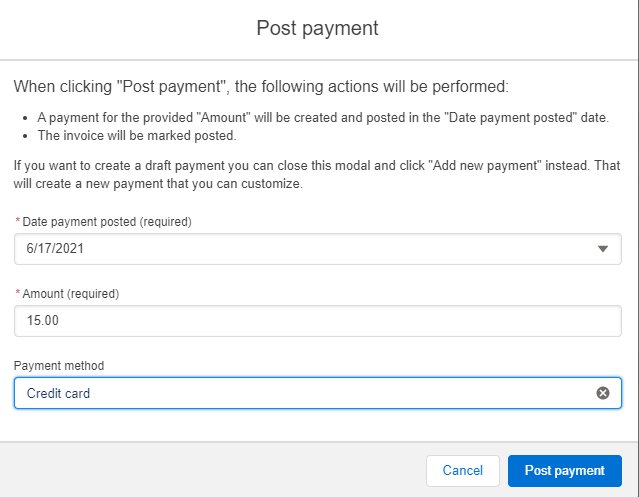 receive customer payment finale inventory